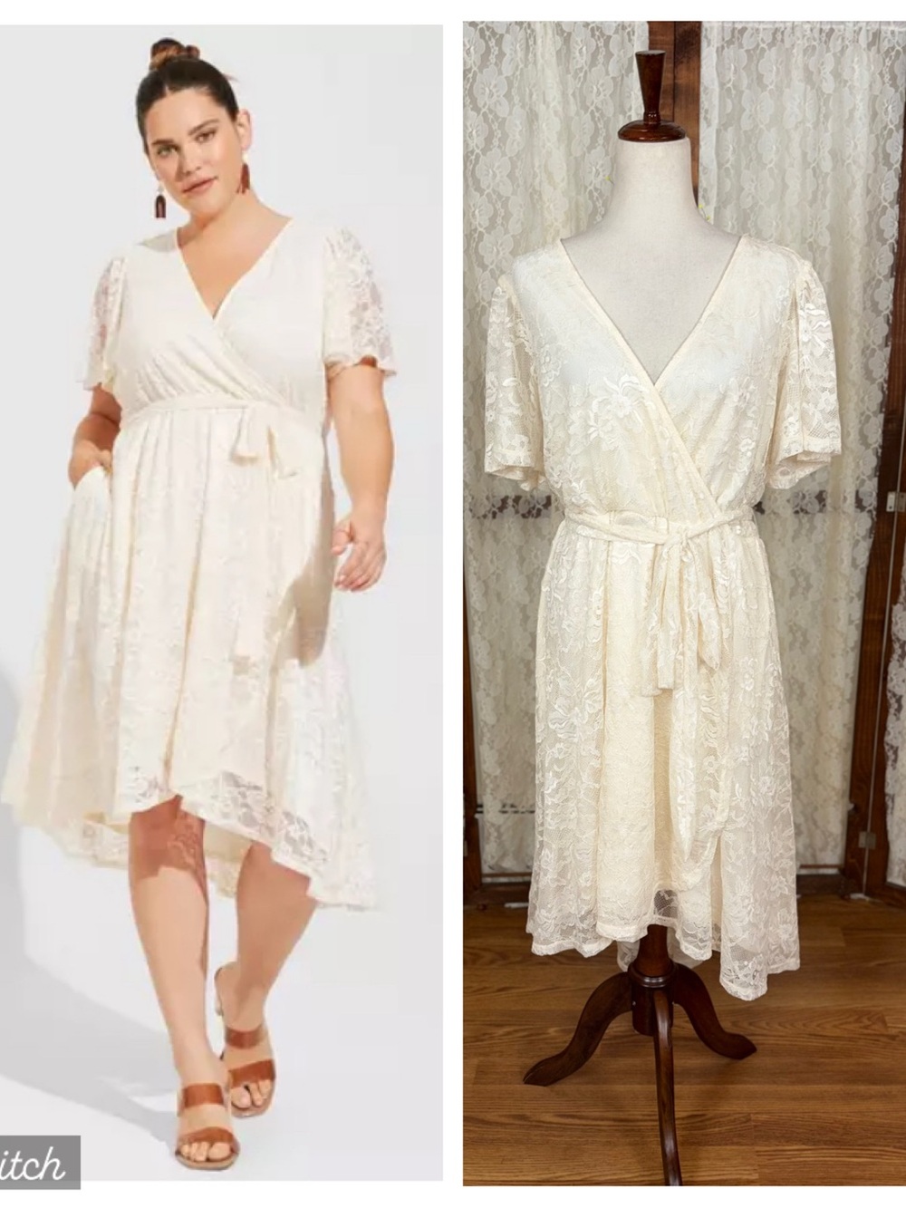 BNWT Torrid Cream/Ivory Lace Wrap Dress